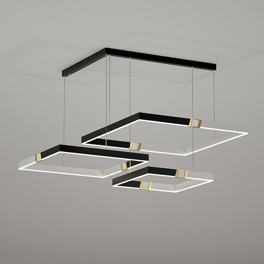 Simple Modern Led Pendant Lights Whole House Multi - Layer Aluminum Acrylic Circle Lamp Square Ring