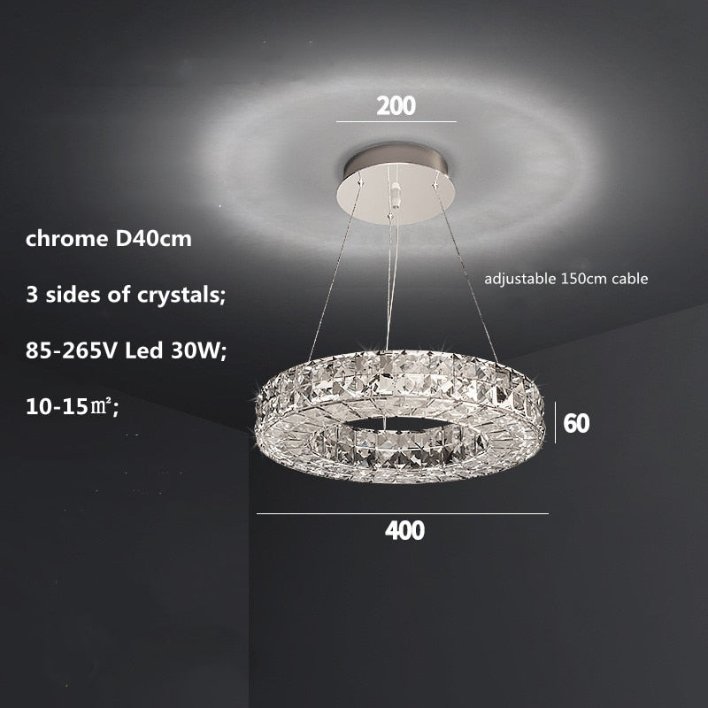 Modern Luxury 3 - Sides Design Crystal Led Chandelier Lighting Living Dining Room Lustre Chrome