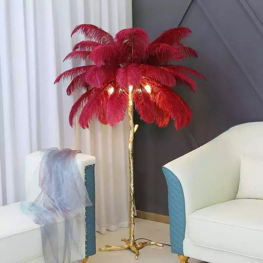 Nordic Home Decor Floor Lamps For Living Room Standing Modern Luxury Ostrich Feather Led Lamp Gold