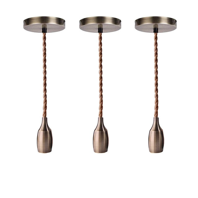 Retro Hemp Rope Industrial Chandelier Base Electroplating Bottle Pendant E27Lamp Holder Kitchen