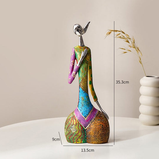 Abstract Art Resin Woman Sculpture: A Modern & Vibrant Touch For Home Decor 3 Items