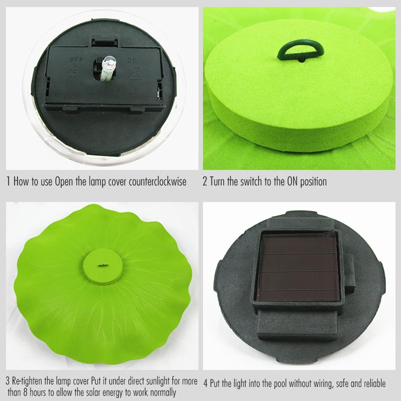 2Pcs Solar Lotus Light Led Energy Saving Night Lamp Waterproof Garden Pool Pond Fountain Decoration
