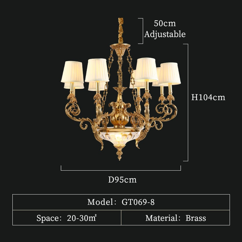 Royale - French Style Copper Hand - Made Pendant Lamp Chandelier For Hall Dining Room And Bedroom