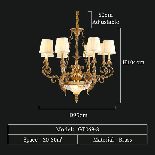 Royale - French Style Copper Hand - Made Pendant Lamp Chandelier For Hall Dining Room And Bedroom
