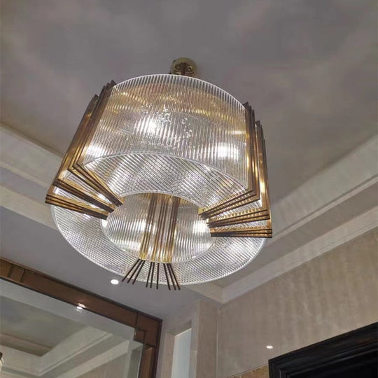 American Luxury Steel Led E14 Pendant Lights Dining Room Gold Lustre Straight Hanging Lamp Deco