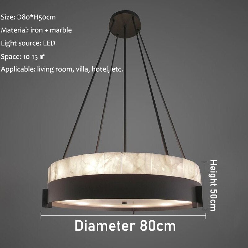 Modern Led Marble Ring Chandelier Creative Villa Living Room Bedroom Kitchen Indoor Lighting