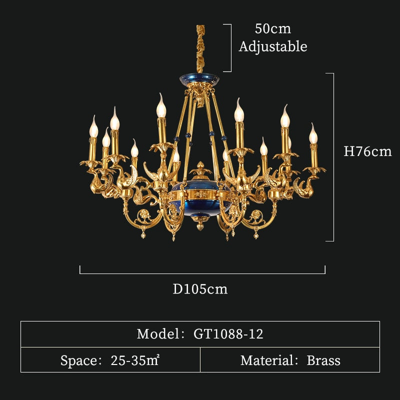 European Retro Decoration Candlestick Chandeliers French Exquisite Hand - Carved Brass Lights
