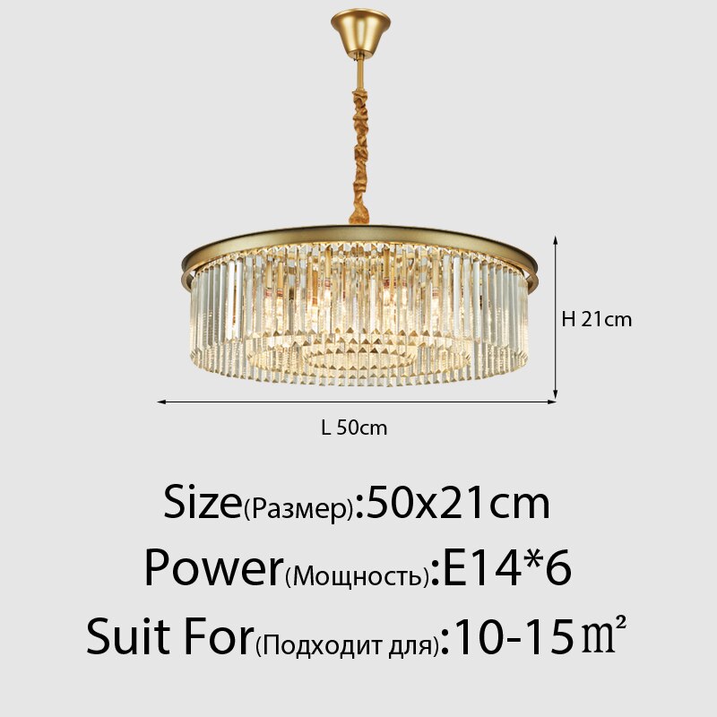 Susie - Modern Industrial Retro Crystal Chandelier 6Heads Gold Chandeliers