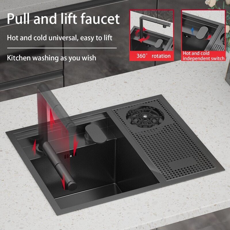 Hidden Cup Washer Sink Nano Stainless Steel Kitchen Bar Invisible To Make A Camper Van With Cover
