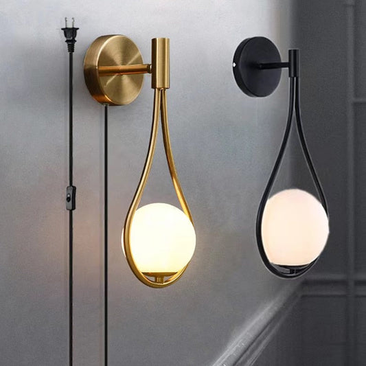 Modern Glass Ball Wall Light In Gold Black Lamp