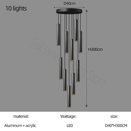 Cylindrical Long Pendant Lamp Nordic Modern Living Room Designer Loft Simple Kitchen Bedroom Bar