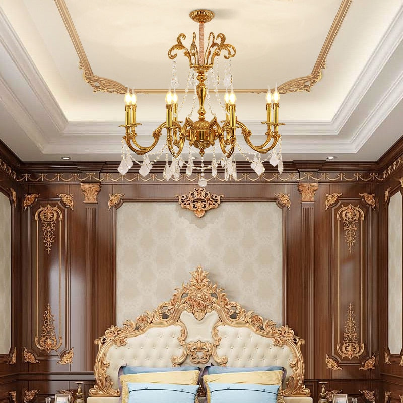 Magnifique - European Style Rococo Light Brass Pendant Lamp Led Fixtures Chandelier