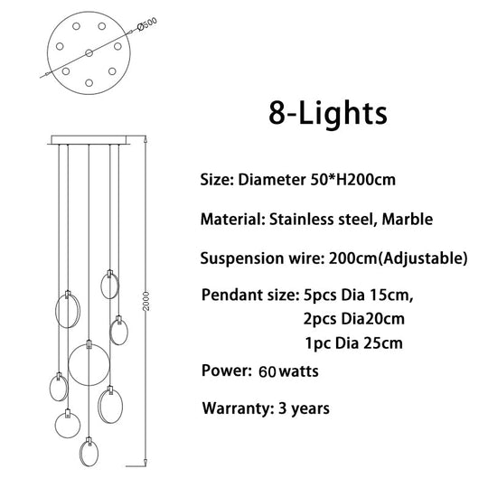 Luxury Marble Led Chandelier For Staircase Large Lobby Hallway Light Fixture Modern Home Decor Long
