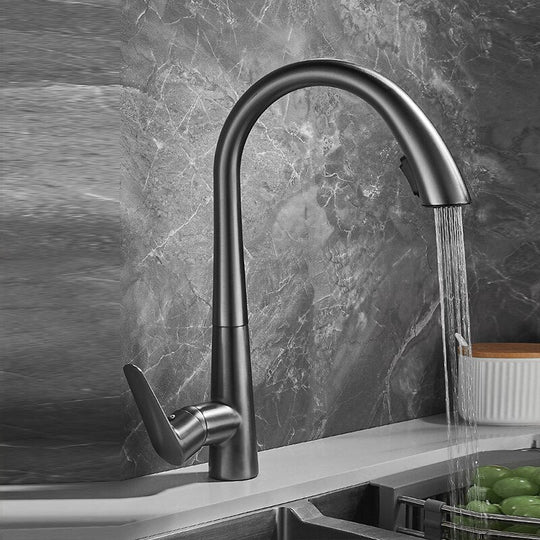 Single Handle Hole Pull Out Spray Brass Kitchen Sink Faucet Mixer Cold Hot Water Taps Torneira