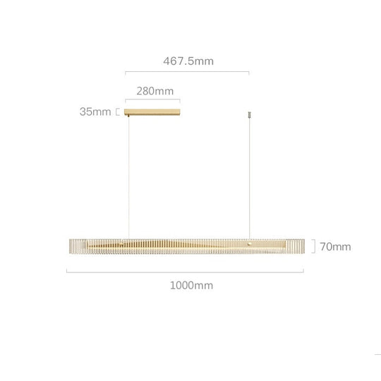Lunar - Minimalist Glass Pendant Light For High - End Restaurant And Bar 100Cm Gold 25W / 3 Colors