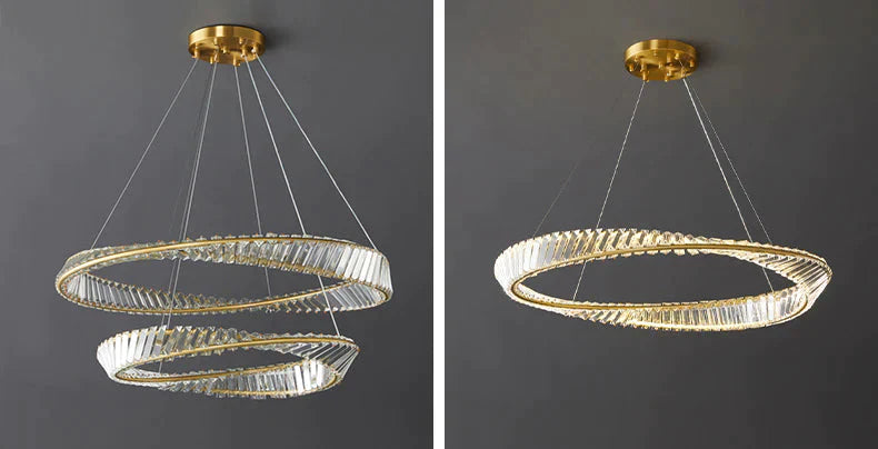 Dimmable Crystal Chandeliers Lighting Modern Ring Pendant Light Led Lamp Fixtures For Dining Room