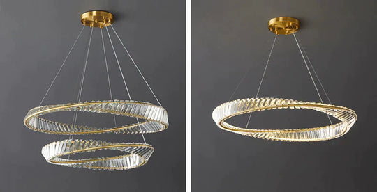 Dimmable Crystal Chandeliers Lighting Modern Ring Pendant Light Led Lamp Fixtures For Dining Room