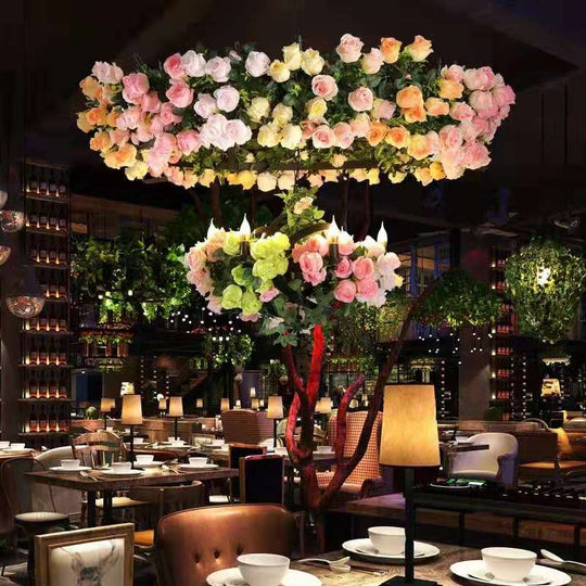 Simulation Flower Chandelier Feature Restaurant Hollow Lamp Shop Decoration Banquet Pendant Light