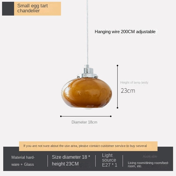 Bauhaus Egg Tart Glass Chandelier American Vintage Pendant Lamp Modern Bedroom Lava Medieval Orange
