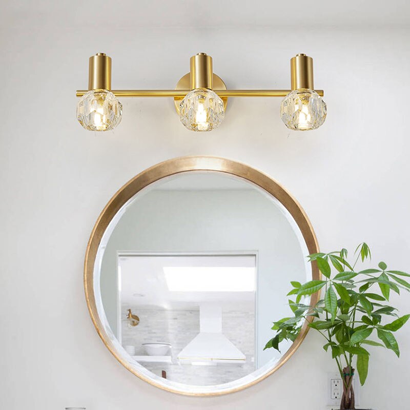 Modern Copper Crystal Mirror Light Luxury Gold Simple Bathroom Toilet Washstand Vanity Lamp Bedroom
