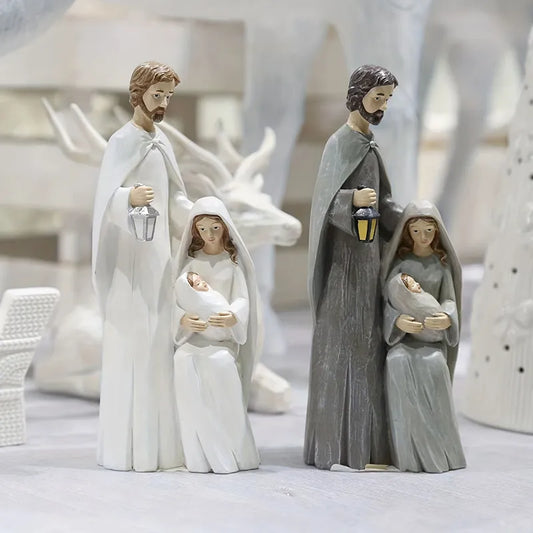 Christmas Holy Family Figurines Piece Nativity Scene Figurine Resin Religious Art Decor Statue
