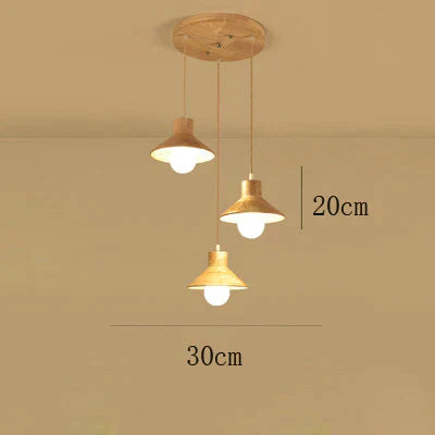 Creative Three - Head Dining Room Chandelier Home Bar Original Wooden Solid Wood A / 3 Head Disc