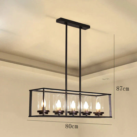 Rectangular Chandelier Dining Table Lamp Creative Simplicity Bar Living Room Marble Glass / 5 Heads