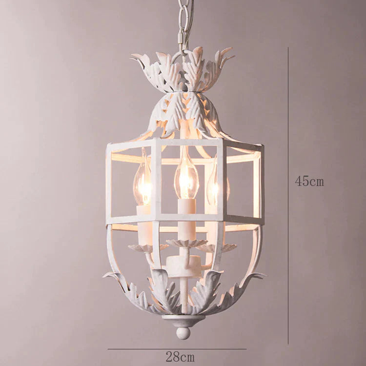 Rural Retro Old Iron Chandelier Living Room Dining Corridor Porch Vintage White / 3 Heads Pendant