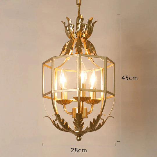 Rural Retro Old Iron Chandelier Living Room Dining Corridor Porch Golod / 3 Heads Pendant