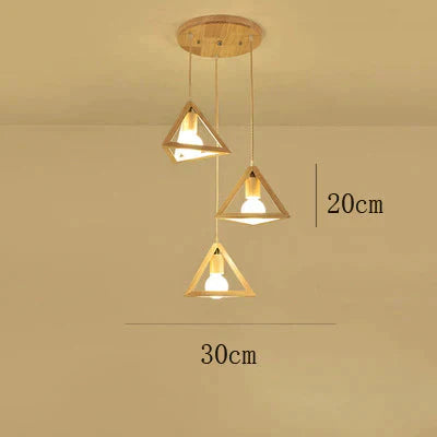 Creative Three - Head Dining Room Chandelier Home Bar Original Wooden Solid Wood B / 3 Head Disc