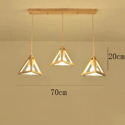Creative Three - Head Dining Room Chandelier Home Bar Original Wooden Solid Wood B / 3 Long Dish