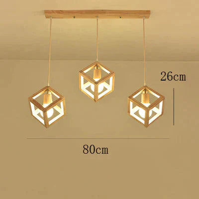 Creative Three - Head Dining Room Chandelier Home Bar Original Wooden Solid Wood C / 3 Long Dish