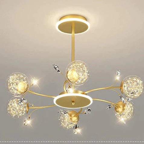 Modern Simple Crystal Living Room Dining Lamp Hanging A / 6 Heads Monochrome Pendant