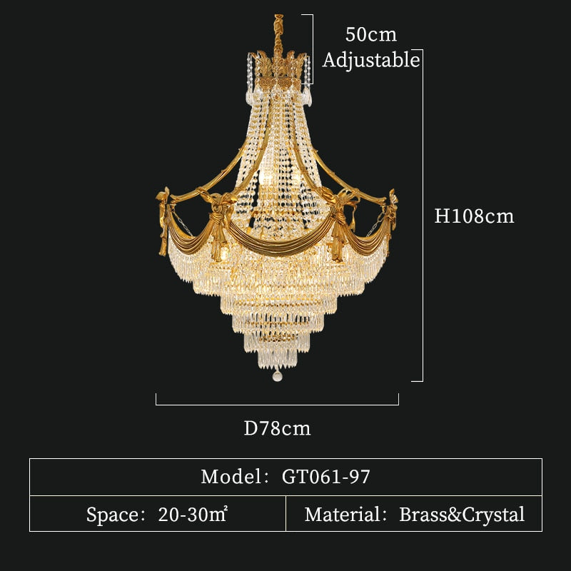Crown Royale - Creative Personality Shape Crystal Chain Decorative Chandelier D97 H130Cm Chandelier