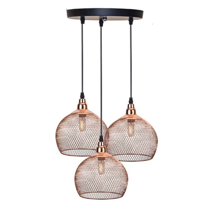 Nordic Restaurant Bar Lighting Living Room Walkway Retro Rose Gold Bird Cage Creative Light Fixture
