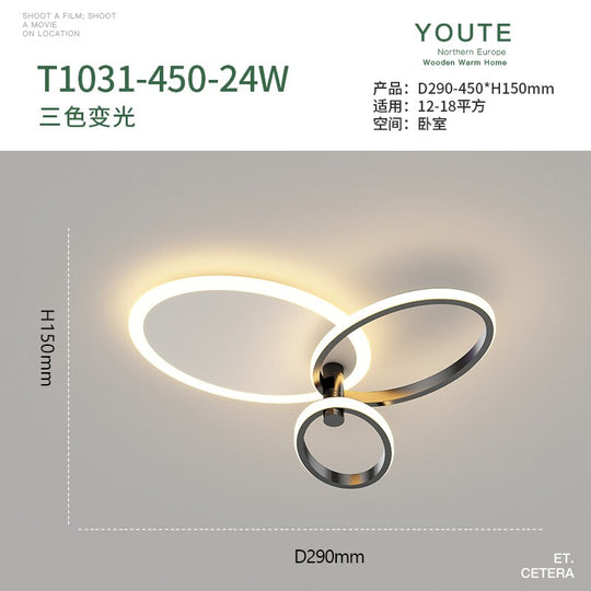 Gold White Modern Led Chandelier Lighting For Living Study Room Dimmable Indoor Ceiling Lamp Parlor