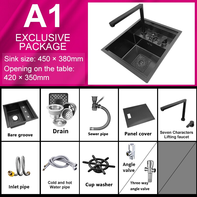 Hidden Cup Washer Sink Nano Stainless Steel Kitchen Bar Invisible To Make A Camper Van With Cover