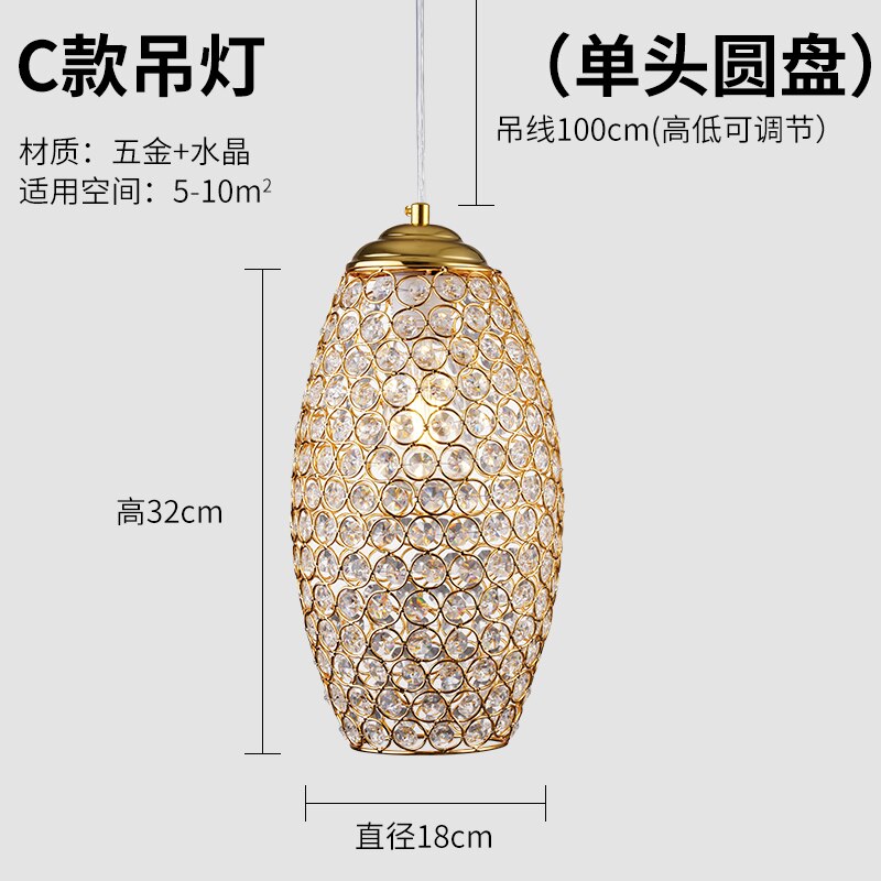 Italian Design Luxury Gold Lustre Crystal Pendant Lights Modern Light Fixtures For Living/Dining