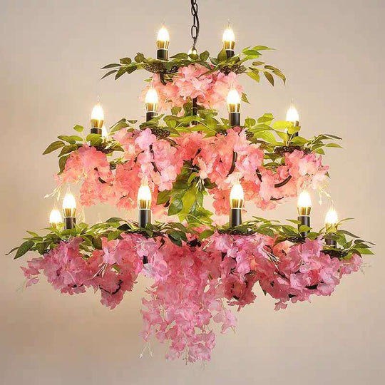 Romantic Warm Flower Restaurant Chandelier Net Red Music Dining Bar Retro Industrial Style Front
