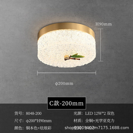 New Round Ceiling Lamp Led Light Luxury All - Copper Lamps For Living Room Restaurant Aisle Sun