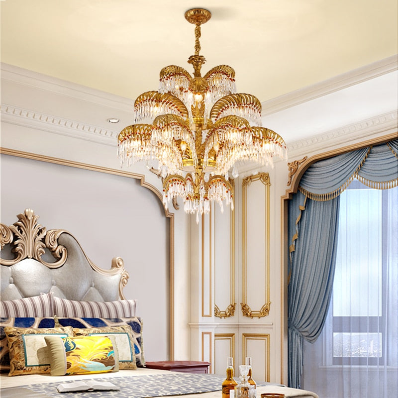 European Villa Classic Crystal Chandelier For Hotel Lobby Living Room And Indoor Spaces Chandeliers