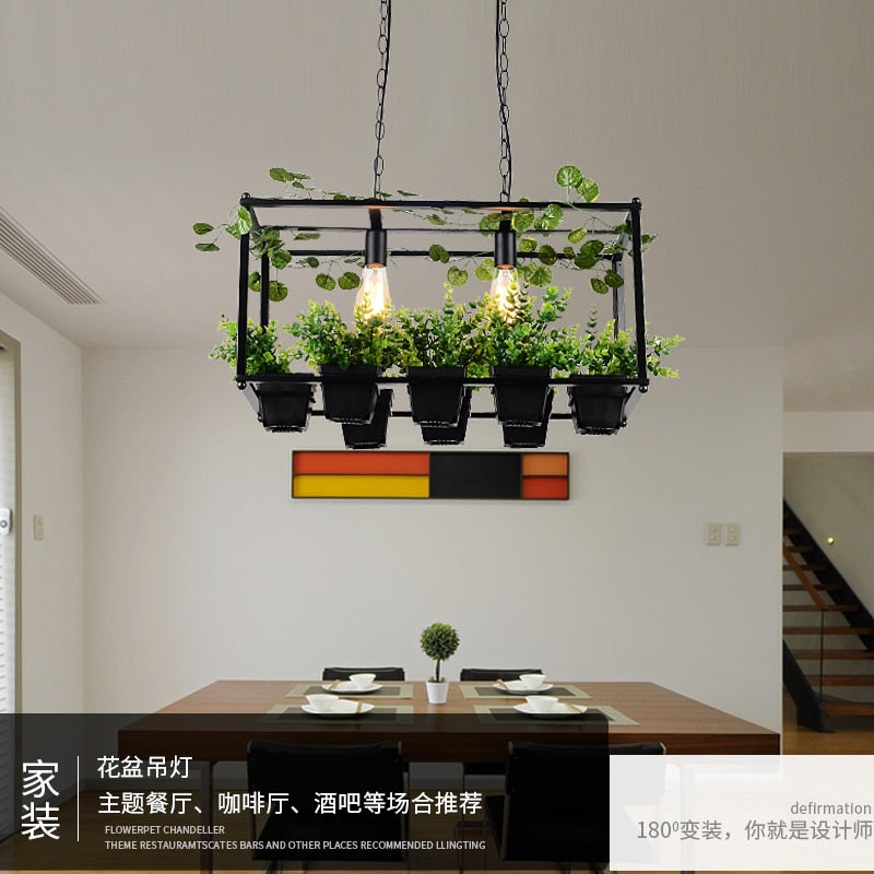 Nordic Restaurant Bar Chandelier Flowers And Grass Creative Pastoral Cafe Flower Room Beauty Shop