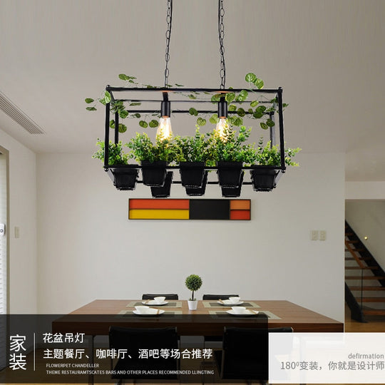 Nordic Restaurant Bar Chandelier Flowers And Grass Creative Pastoral Cafe Flower Room Beauty Shop