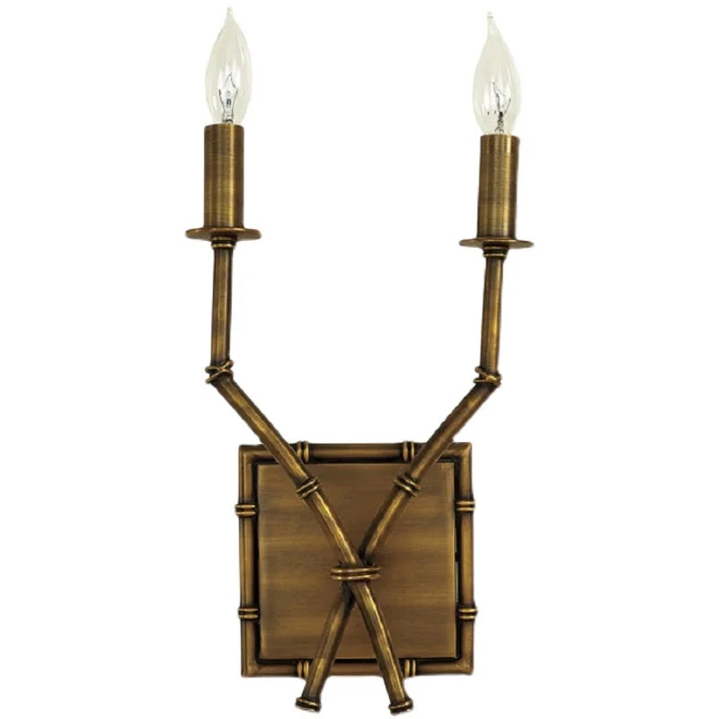 Elliot Nordic Double - Headed Linen Wall Lamp - Iron Bamboo Design For Bedroom And Living Room Wall