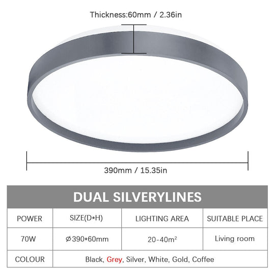 Led Ceiling Lighting 70W Lamp Modern Chandeliers For Living Room Bedroom Grey Light