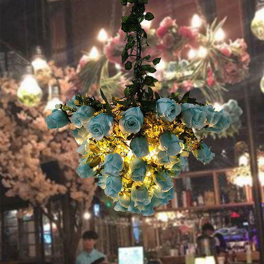 Nordic Rose Pendant Light Personality Creative Coffee Shop Lamp Simulation Plant Cafe Restaurant
