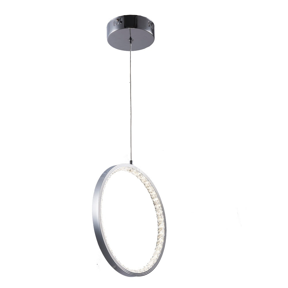 Nordic Circular Ring Crystal Pendant Light Modern Hanging Lamp Stairway Corridor Lustre Chandelier