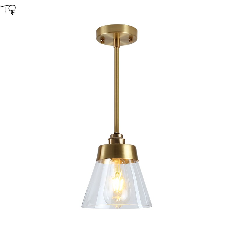 Nordic Individual Retro Vintage Copper Glass Pendant Lights Post - Modern Simple Kitchen Fixtures