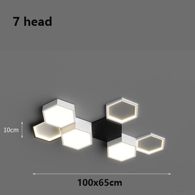 Modern Black White Pendant Lamp Geometric Polygon Led Chandelier Dining Table Living Room Bar