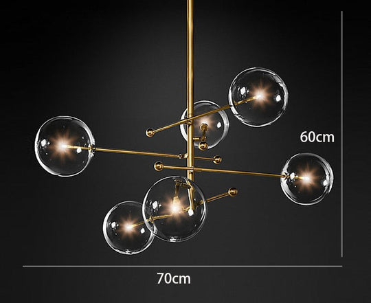 Modern Bronze Glass Pendant Light Bubbles Chandelier Study Living Room Restaurant Hanging Lamp